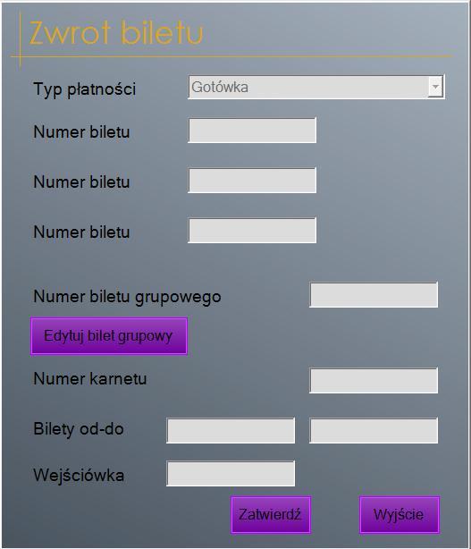 Krok 2.Wpisujemy numer karnetu który chcemy zwrócić Krok 3.
