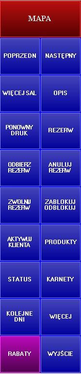 2 Przyciski funkcyjne: Instrukcja Eurobilet Mapa umożliwia wyświetlenie planu miejsc danego obiektu; Poprzedni, następny użycie tych przycisków powoduje przesuwanie harmonogramu do tyłu lub do przodu