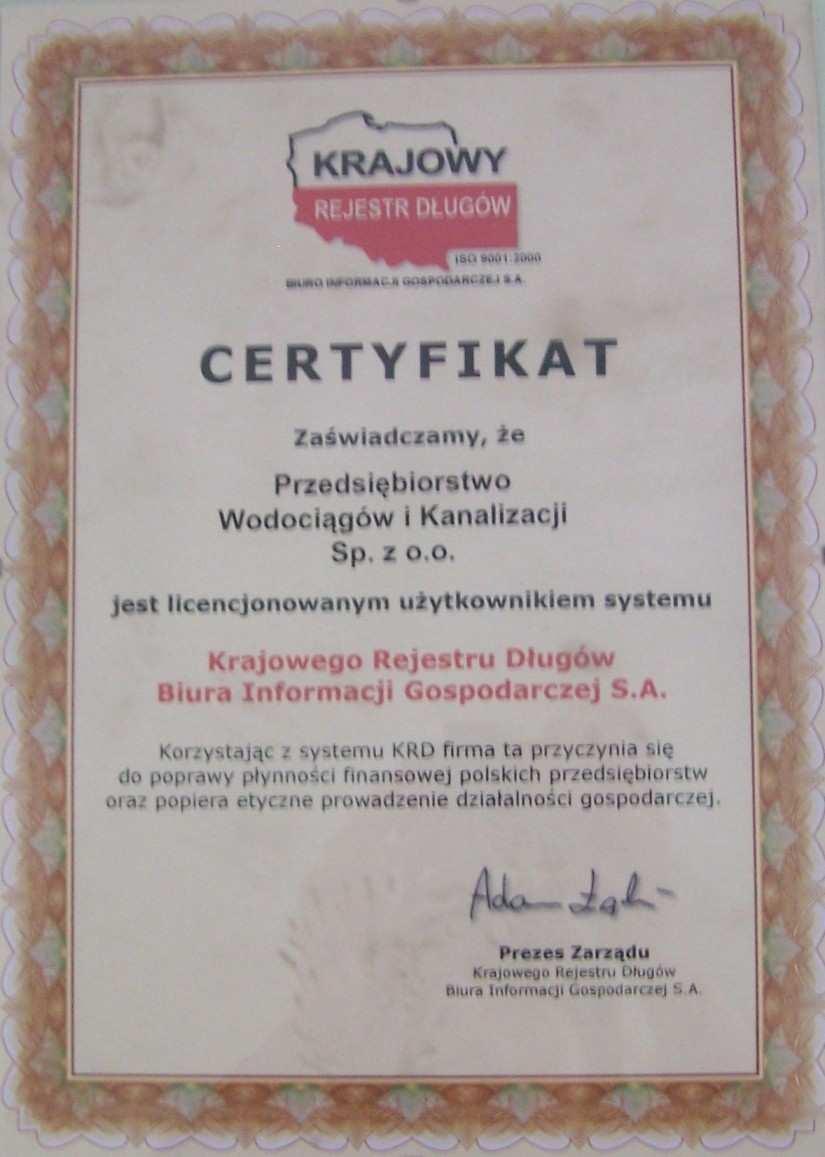 o. w Starachowicach otrzymała Certyfikat Krajowego