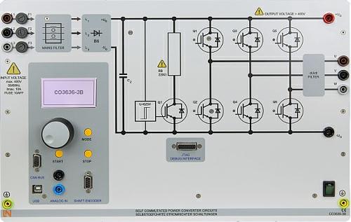 System szkoleniowy w zakresie obwodów przekształtników samosterujących umożliwia konstrukcję i badanie elektronicznych obwodów mocy na bazie IGBT.
