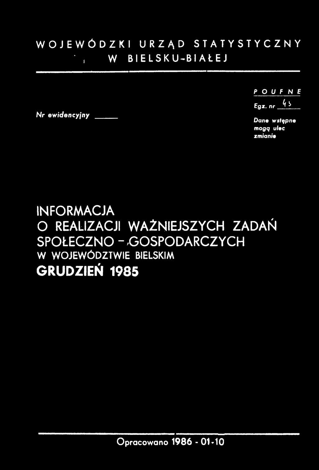 ZADAŃ SPOŁECZNO - -GOSPODARCZYCH W