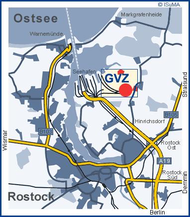 Rysunek 1 Usytuowanie centrum logistycznego (GVZ) w Rostocku Źródło: http://www.koe-rostock.de/index.
