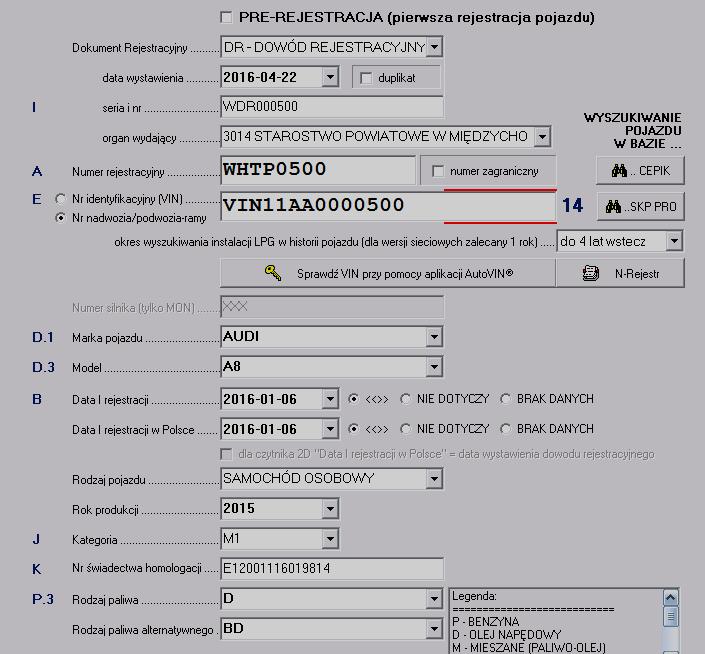 dowodu rejestracyjnego i wyśle z programu zapytanie o pojazd do CEPIK-u.