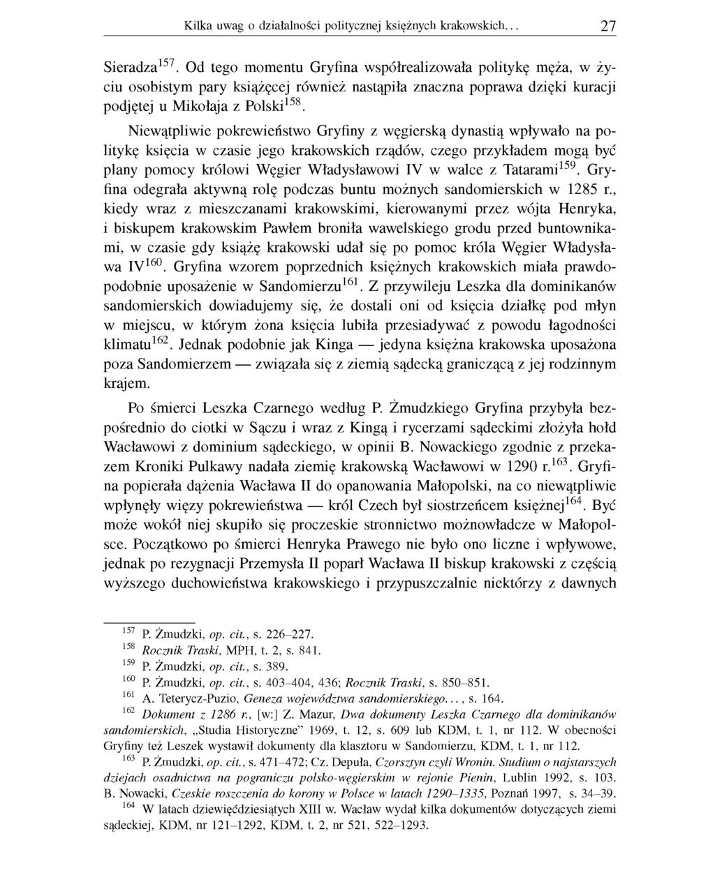 Kilka uwag o działalności politycznej księżnych krakowskich. 27 Sieradza157.