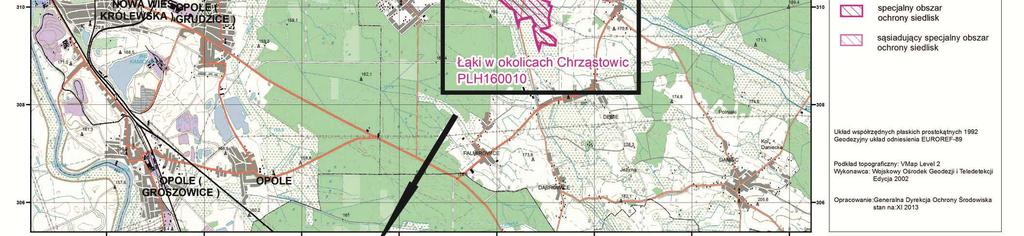 Location of research sites in the special area of conservation of habitats Natura 2000 Łąki w okolicach