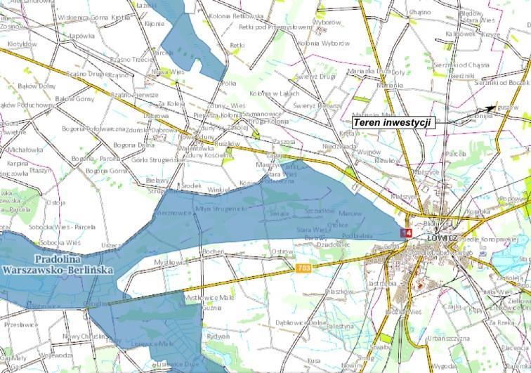 Nazwa obszaru: Pradolina Warszawsko-Berlińska Kod obszaru: PLB100001 Powierzchnia: 23412,4 ha Forma ochrony w ramach sieci Natura 2000:obszar specjalnej ochrony ptaków (Dyrektywa Ptasia) Opis obszaru