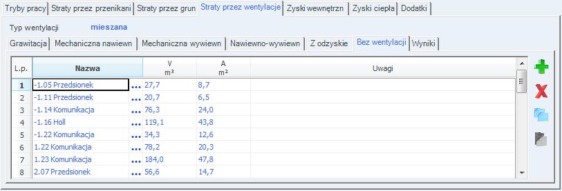 OC pole do wpisywania sprawności odzysku ciepła, dodatkowo można skorzystać z dodatkowych obliczeń uruchamianych przyciskiem Rys 188.