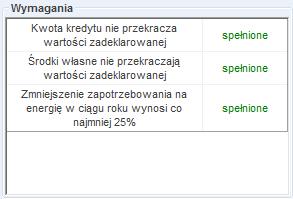 Pole wskazujące spełnienie wymagań dla przedsięwzięć termomodernizacyjnych wg Rozporządzenia MI z 14.02.2008. Rys 390.