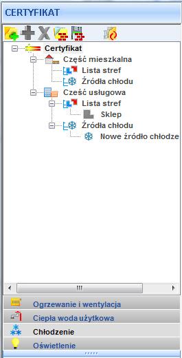 Certyfikat Legenda przycisków drzewka: - tworzenie nowej grupy/funkcji, - dodawania nowego typu źródła do grupy/funkcji, - usuwanie typu źródła z grupy/funkcji, - wczytywanie gotowego szablonu