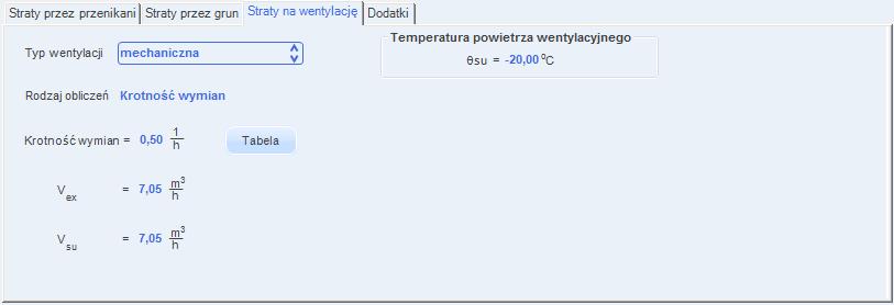 Opis obliczeń strat ciepła w pomieszczeniu V * inf,i = 2 n 50 e i i V i Rys 105.