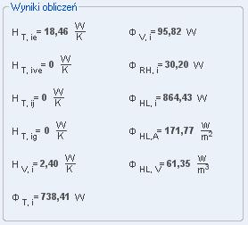 Opis obliczeń strat ciepła w pomieszczeniu Rys 114.