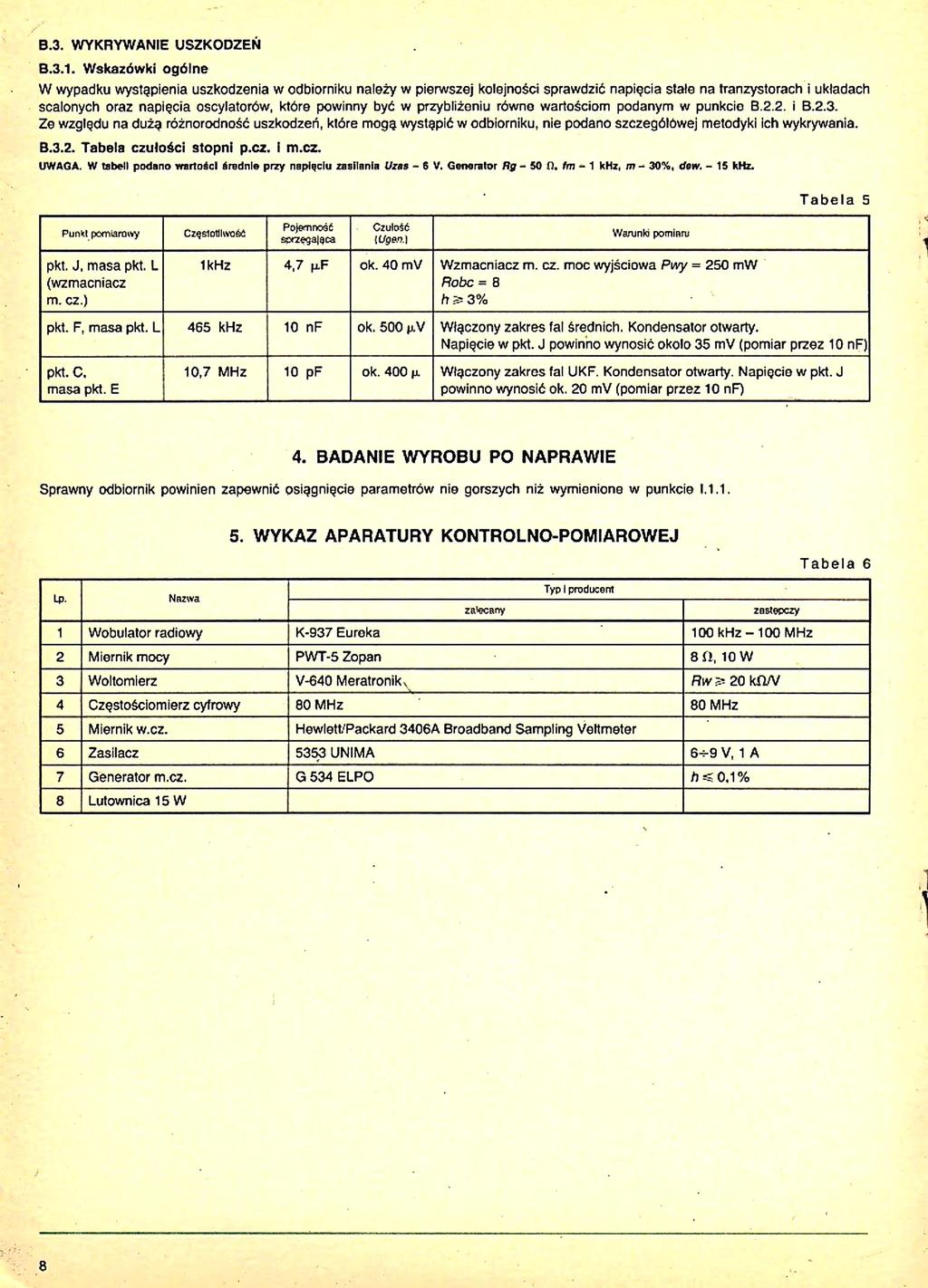 B.3. WYKRYWANIE USZKODZEŃ B.3.1.