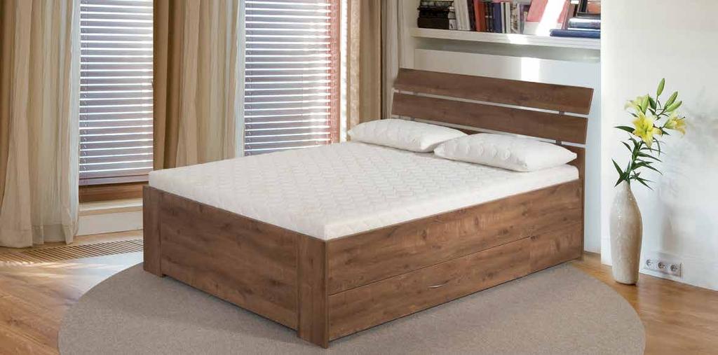 Łóżko ZEUS wykonane z płyty laminowanej oklejone obrzeżem abs o grubości 2 mm model łóżka posiada jedną lub dwie szuflady w zależności od rozmiaru łóżka szuflady zamocowane są