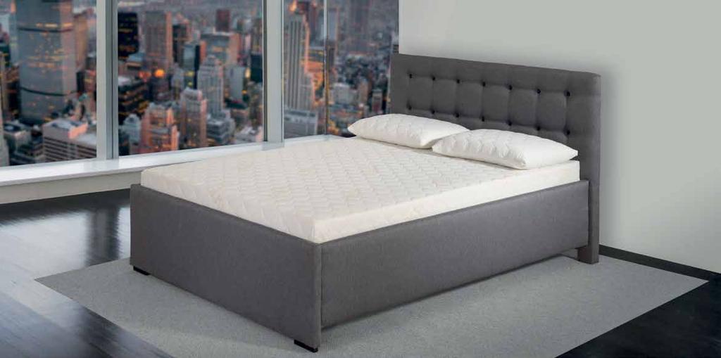 Łóżko HERMES konstrukcja została wykonana z płyty meblowej pokrytej tkaniną tapicerską pikowaną z dodatkiem guzików łóżko posiada belkę środkową wzmacniającą konstrukcję