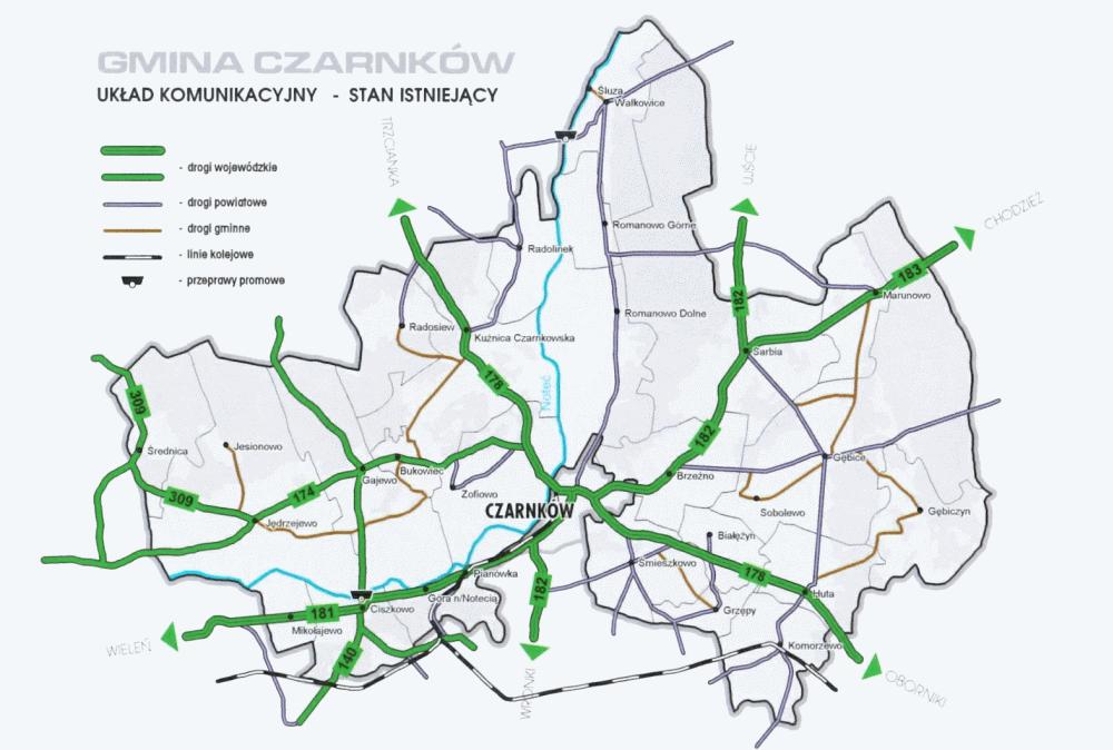 Ponadto Gmina posiada sieć dróg nie zaliczanych do żadnej kategorii dróg publicznych, w szczególności drogi dojazdowe do gruntów rolnych i leśnych, drogi wiejskie, w osiedlach mieszkaniowych itp.