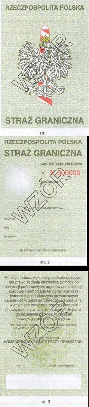 Wzór nr 2 do 18 LEGITYMACJA SŁUŻBOWA FUNKCJONARIUSZA STRAŻY