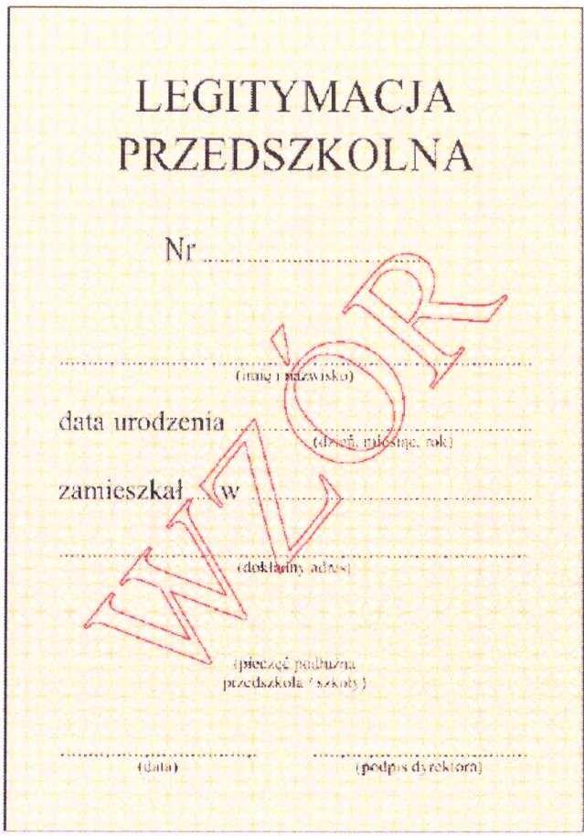 Wzór nr 11 do 20 i 29 LEGITYMACJA