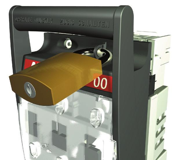 podwójnej szynie DIN Adapter dla rozstawów szyn zbiorczych 40 mm lub 60 mm Blokowanie kłódką Możliwość plombowania