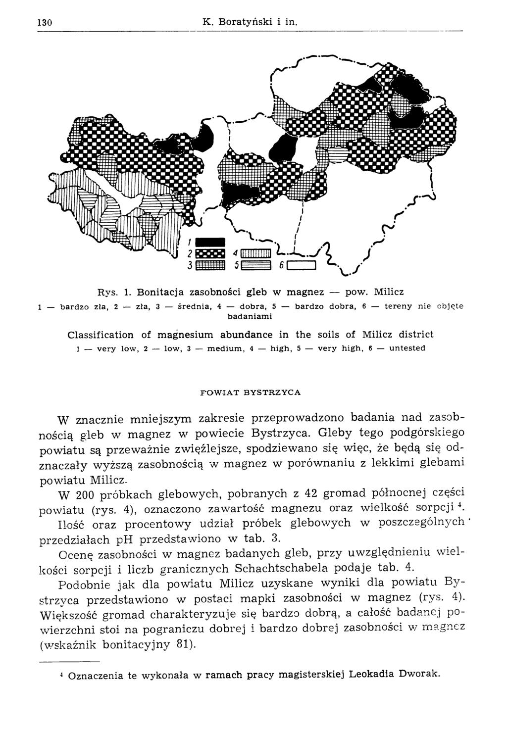 130 К. B oratyński i in. Rys. 1. B onitacja zasobności gleb w m agnez pow.