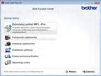 Informacje ogólne Uzyskiwanie dostępu do Podręcznik użytkownika zaawansowanego, Instrukcji oprogramowania i Instrukcji obsługi dla sieci 1 Podstawowy Podręcznik Użytkownika nie zawiera wszystkich