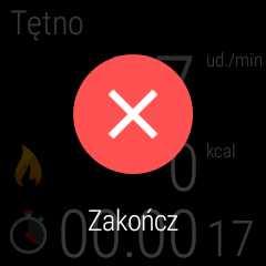 ZAMYKANIE APLIKACJI POLAR BEZ PRZERYWANIA TRENINGU Dotknij ekranu i przytrzymaj przez 2 sekundy, a następnie dotknij czerwonej ikony zamykania.