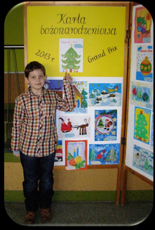 14 grudnia 2013 r. Grand Prix w konkursie plastycznym na projekt świątecznej kartki pocztowej Gminy Bychawa Boże Narodzenie 2013 zdobył uczeń klasy III c - Jakub Żak.