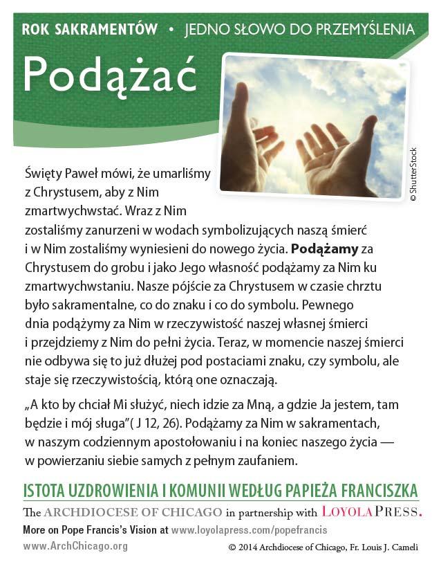 Bo byłem głodny, a daliście Mi jeść; byłem spragniony, a daliście Mi pić; byłem przybyszem, a przyjęliście Mnie; byłem nagi, a przyodzialiście Mnie; byłem chory, a odwiedziliście Mnie; byłem w