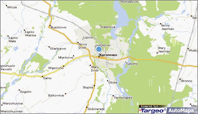 Rys. 4. Infrastruktura drogowa w obszarze miasta Koronowo Źródło: http://mapa.targeo.