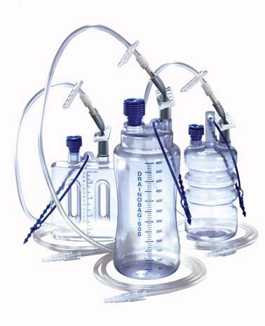 System drena u ran Drainobag 150 wysokociênieniowy system drena u ran typu Redona wysokociênieniowa butelka o pojemnoêci 150 ml zaopatrzona we wskaênik pró ni trwa a kolorowa skala zacisk Êlizgowy