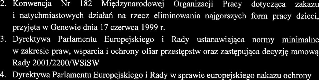 2 3 4. Konwncja r 182 Międzynarodowj Organizac:ji Pracy dotycząca zakazu i natychmiastowych działań na rzcz liminowania najgorszych form pracy dzici, przyjęta w Gnwi dnia 17 czrwca 1999 r.