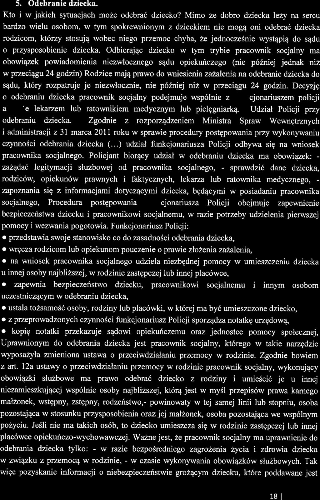 5. Odbrani dzicka. Kto iw jakich sytuacjach moż odbrać dzicko?