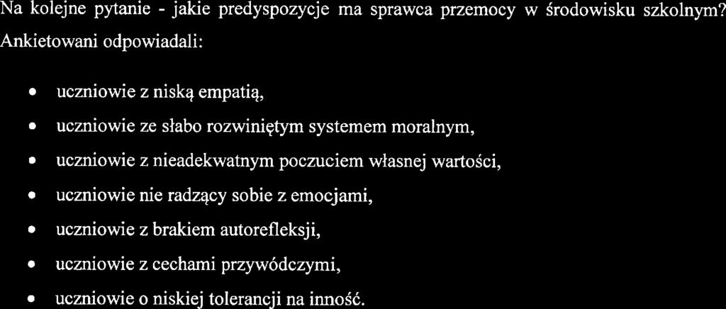 zorganizowania czasu pozalkcyjngo dla uczniów, cchy osobowości dzicka (niski poczuci własnj wartości, nidojrzałość mocjonalna, dysfunkcj rozwojow, zaburznia psychiczn, zazdrość, brak autorflkgi, brak