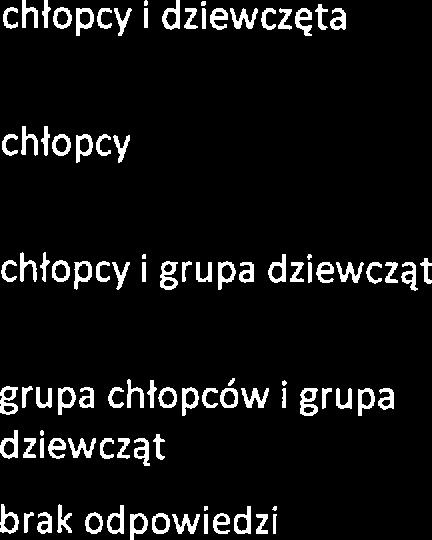 chłopcy oraz 1% grupa chłopców i grupa dziwcząt. 1% ankitowanych ni udziliło odpowidzi. Kto jst zazwyczaj sprawcą przmocy?