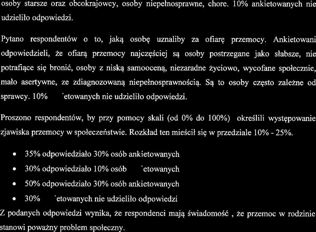 nipłnosprawnością. Są to osoby często zalżn od sprawcy. 1 % ankitowanych ni udziliło odpowidzi.
