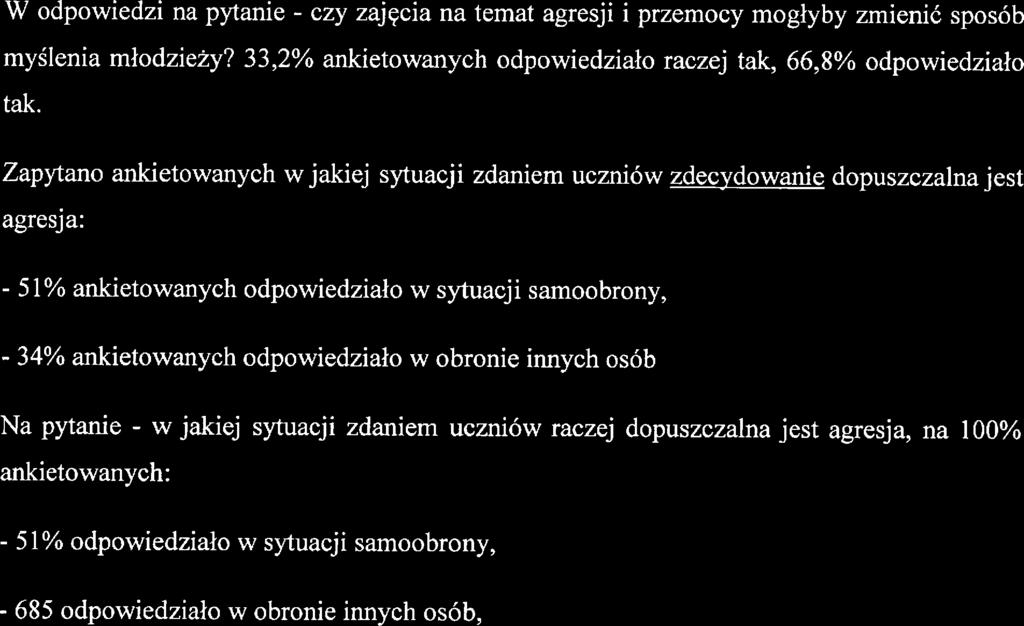 Ponad 3% osób ni udziliło odpowidzi na to pytani, moż to świadczyć o tym, ż ni mają na tn tmat widzy. zy są ralizowan programy zapobigając przmocy?