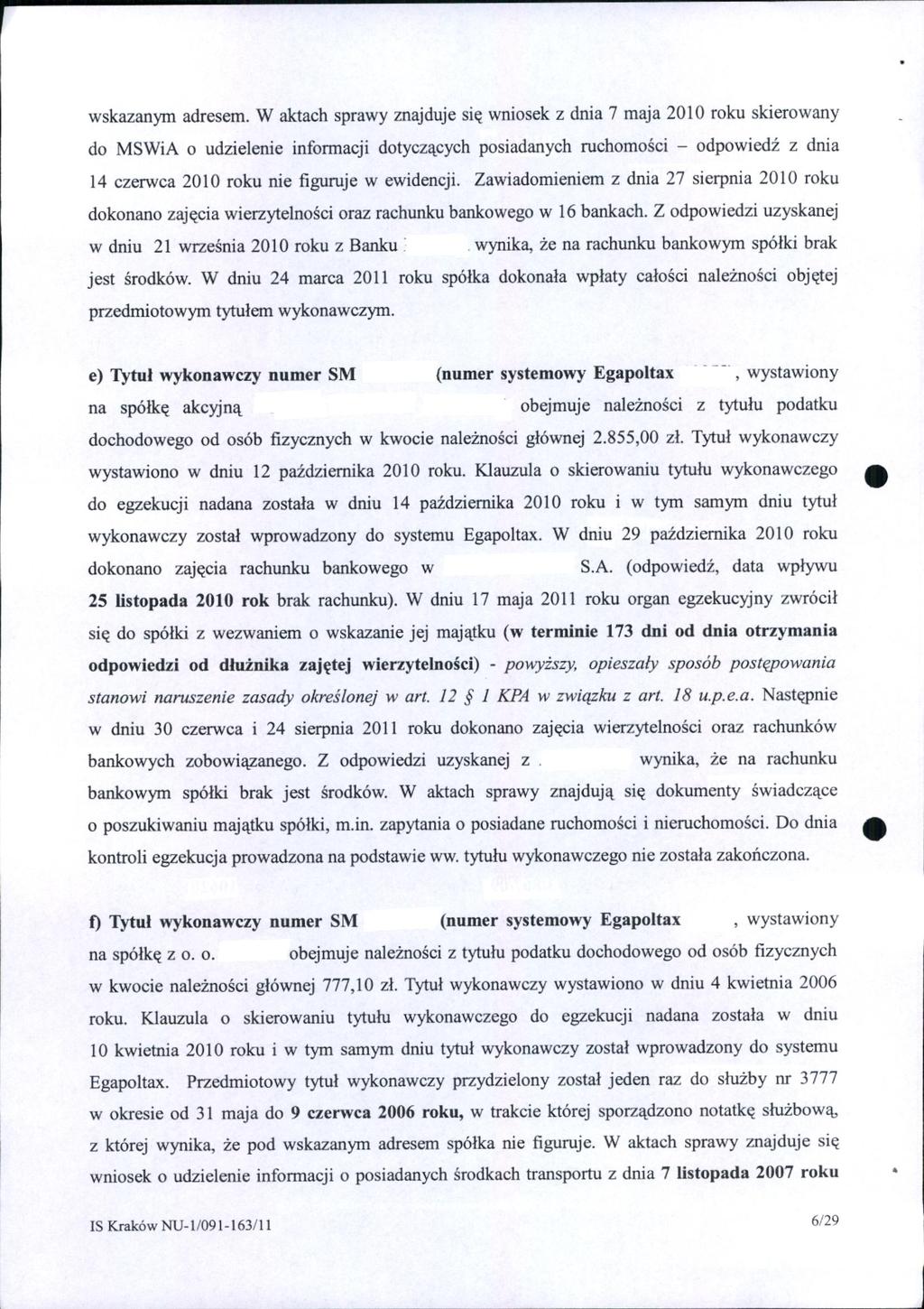 wskazanym adresem.