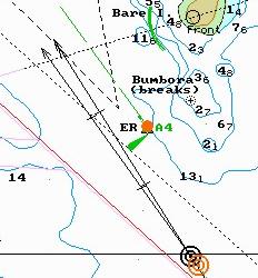 musi być zaakwizowane do śledzenia w ARPA i włączona funkcja RADAR / Overlay) i użyć <Enter> (kursor zostanie oznaczony symbolem krzyża) ii) Kursor następnie należy umieścić na obiekcie na mapie