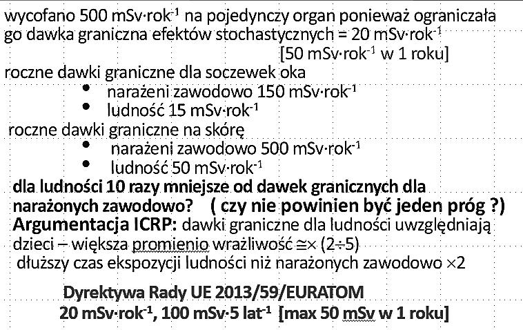 Ewolucja zaleceń ICRP Porównanie zalecenia ICRP