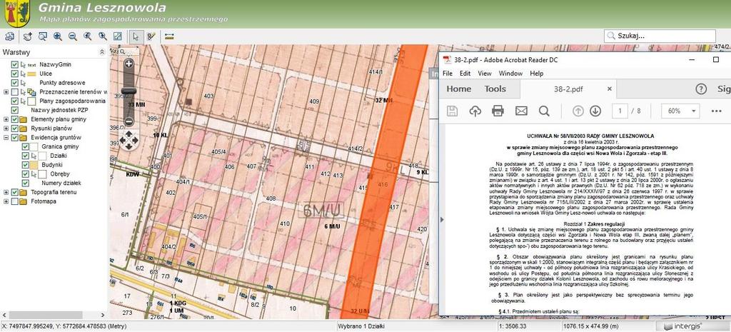 Intergis Rysunek miejscowego planu zagospodarowania przestrzennego w wersji