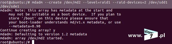 12 (Pobrane z slow7.pl) Przechodzimy do utworzenia macierzy RAID1 (nazwa: md2).