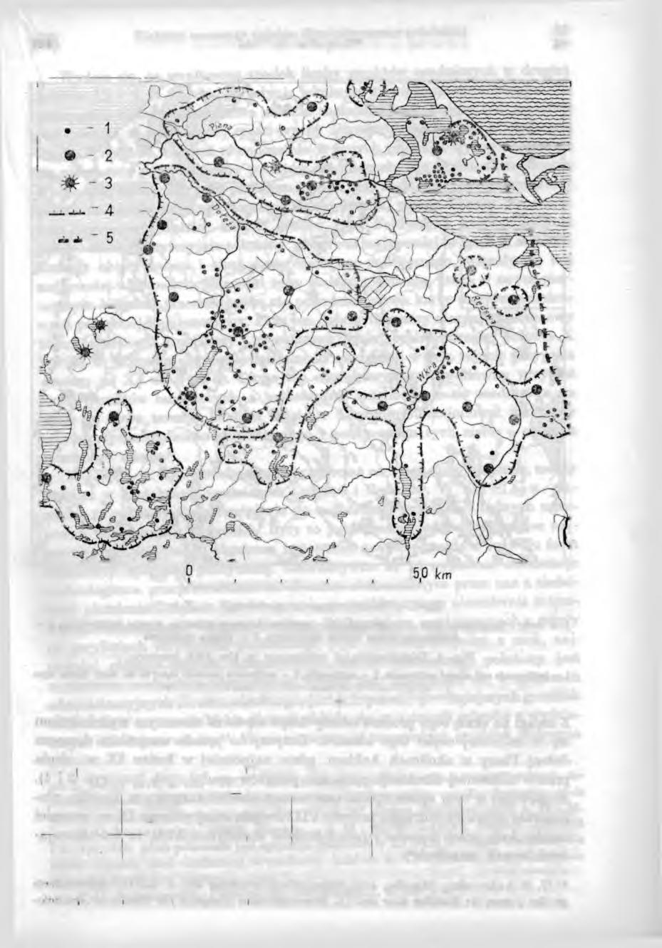 Ryc. 3. Rozmieszczenie osadnictwa w V II - V III w.