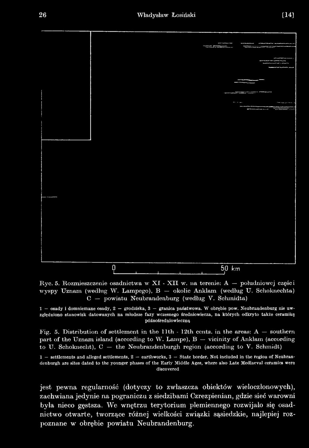 Schoknecht), C the Neubrandenburgh region (according to V. Schmidt) 1 settlements and alleged settlements, 2 earthworks, 3 State border.