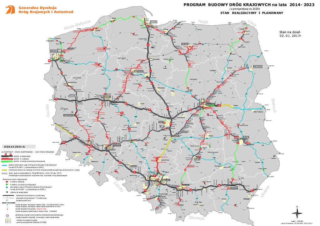 Kontrakty w ramach Programu Budowy Dróg Krajowych (PBDK) Realizacja elementów ITS, gotowych do integracji z systemem centralnym KSZR jest prowadzona na 74 kontraktach o łącznej długości ponad 1000 km
