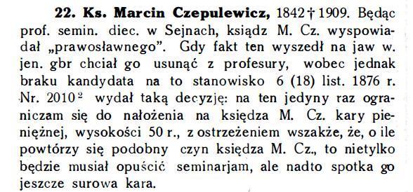 Natomiast Justinas Staugaitis pisał: (Čepulis) nie miał wyższego wykształcenia. Z polecenia biskupa Wierzbowskiego niechętnie zaczął uczyć w seminarium. Był to mądry człowiek i bardzo oczytany.