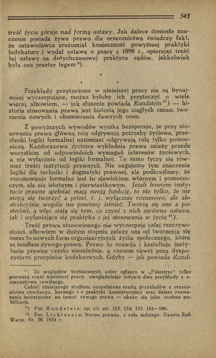 treść życia góruje nad form ą ustaw y.