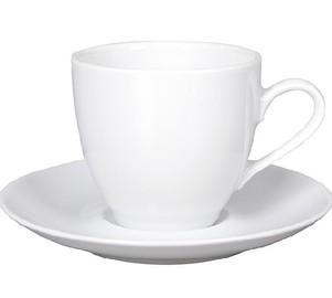 a) Filiżanki do kawy/herbaty wraz ze spodeczkami (24 komplety - filiżanka plus spodeczek) Pojemność: - 200 220 ml. Materiał: - biała porcelana.