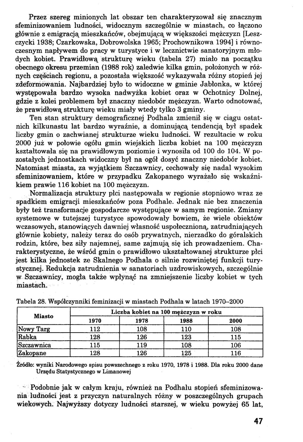 Przez szereg minionych lat obszar ten charakteryzował się znacznym sfeminizowaniem ludności, widocznym szczególnie w miastach, co łączono głównie z emigracją mieszkańców, obejmującą w większości