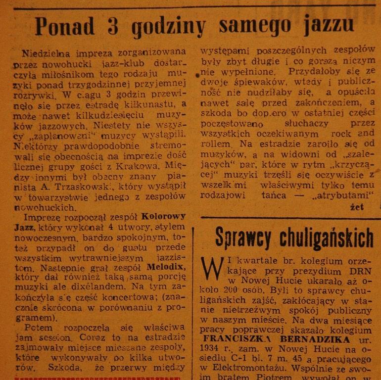 Powrót do Nowej Huty i rok 1957 i Kolorowy jazz Józefa Krzeczka Budujemy socjalizm, 1957, nr 43, str.