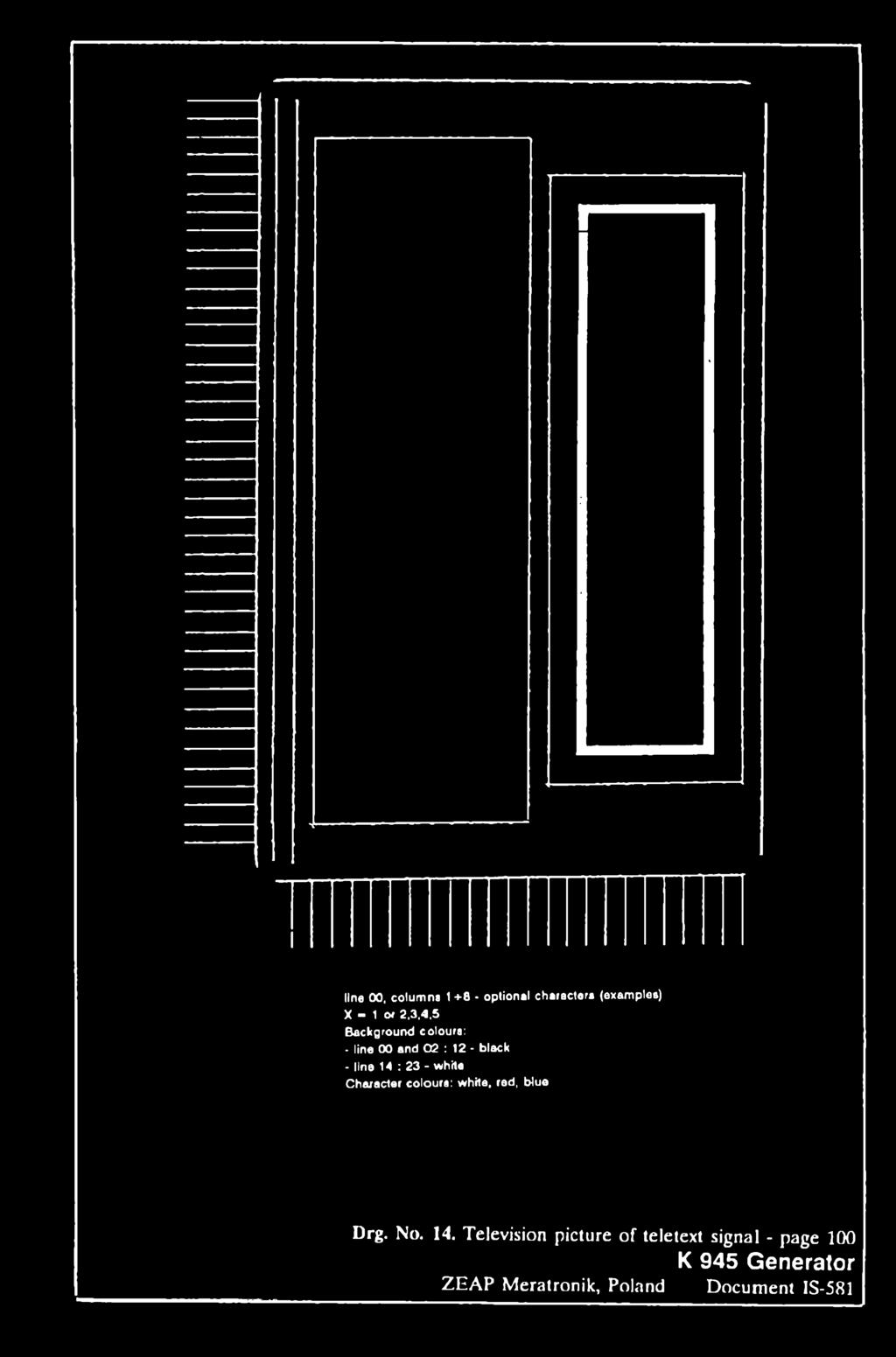 lino 00, columns 1 +8 - optional charactors (oxamples) X - 1 ot 2,3.