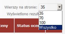 W tabeli wyświetlającej słuchaczy przy pomocy checbox-a jest możliwość zaznaczenia odpowiednio wszystkich lub pojedynczych słuchaczy (skrajna lewa kolumna tabeli).